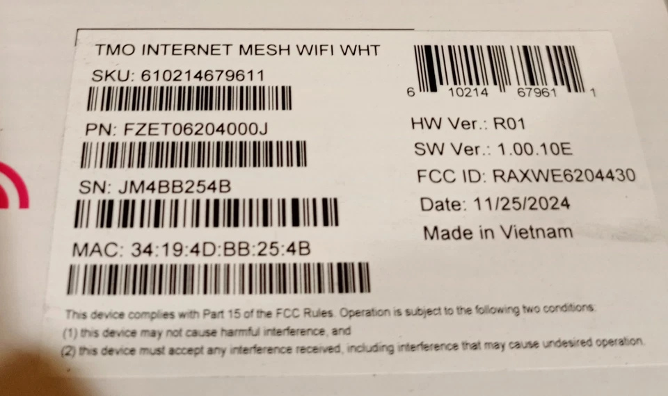 T-Mobile Internet Mesh Wifi WHT RAXWE6204430 - Image 4 of 4
