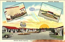 Sun-Ray Motel, TUCSON, Arizona Linen Advertising Postcard - Curt Teich