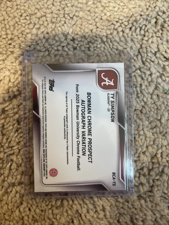 2025 Bowman Chrome U Ty Simpson Auto - Alabama Crimson Tide - BCA-TS - Image 2 of 2