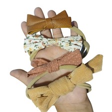 Lot of 4 Baby Hair Bow Headbands Neutral Autumn Fall Floral Corduroy Leather