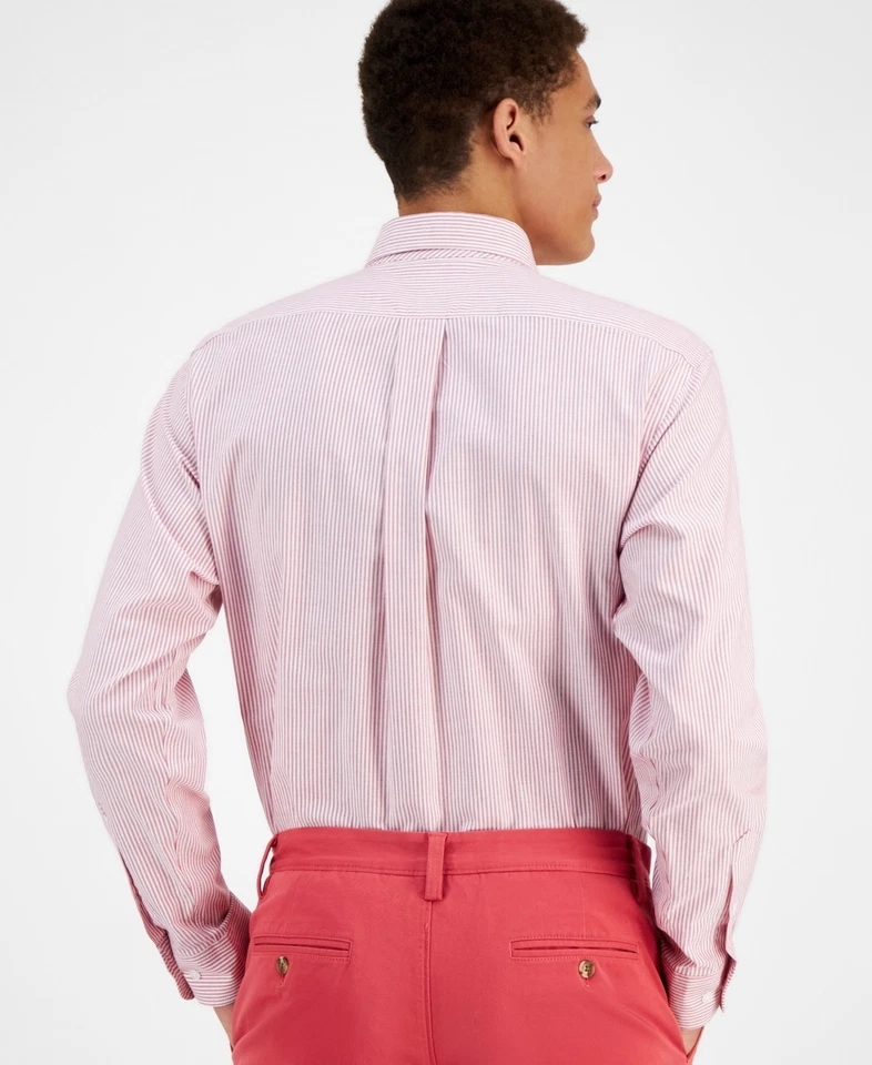 Camisa de vestir Club Room para hombre ajuste regular a rayas talla 16,5 x 34/35 roja precio de venta sugerido por el fabricante 60 USD Foto 4 de 4