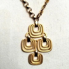 Vtg MCM Modernist Gold Tone Articulated Pendant Necklace