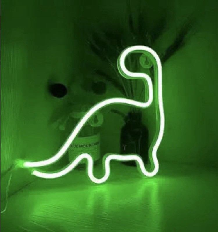 Illumina Battery Operated Neon LED Dino Wall Art 9.25” X 9.5” New In Box Green