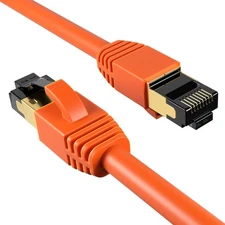 Cat8 Orange 7FT SFTP Ethernet Patch Cable 40Gbps 2000Mhz Connection 26AWG Shi...