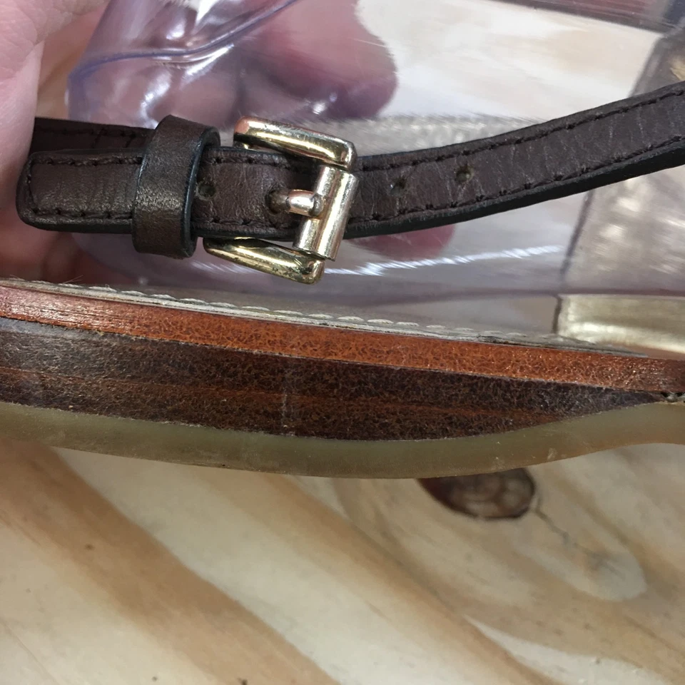 Sandalias Coach para mujer 10 B con cordones de cuero marrón hebilla punta abierta informales planas Foto 4 de 4