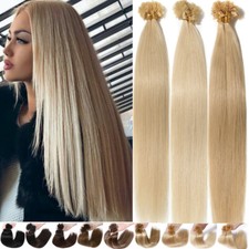 Pre Bonded Keratin Nail U Tip Thick Glue 100 Remy Human Hair Extensions Blonde