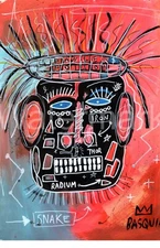 Jean-Michel Basquiat NYC ( RADIUM POISON HEAD  ) Chromolithograph.Embossed Stamp