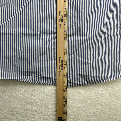 Cutter & Buck Shirt Mens Medium Button Down Striped Blue White CB Crest Logo - Picture 9 of 11