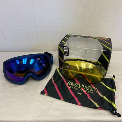 VonZipper Feenom Snow Goggle Mindglo Blue w/ Sky Chrome + Yellow Lens
