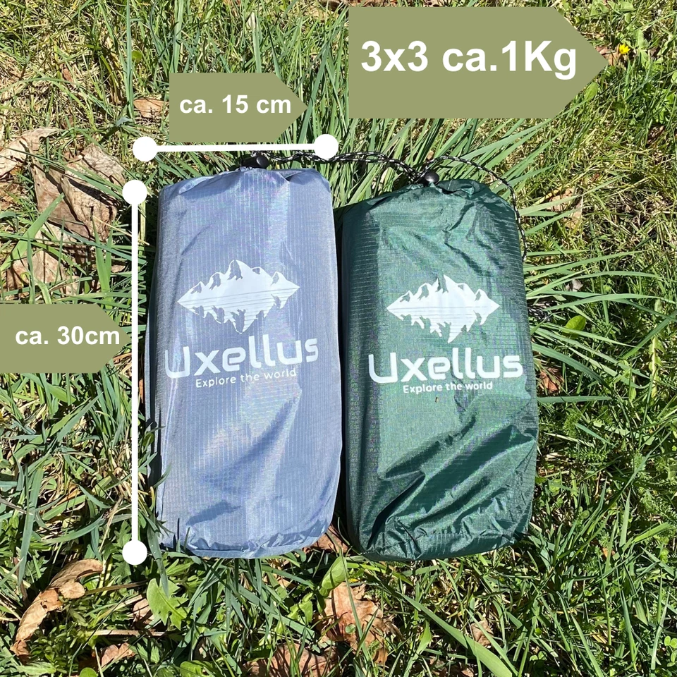 Tarp 3x3m🏕️ Uxellus Zeltplane Sonnensegel Sonnenschutz Wasserdicht Ripstop - Bild 4 von 4