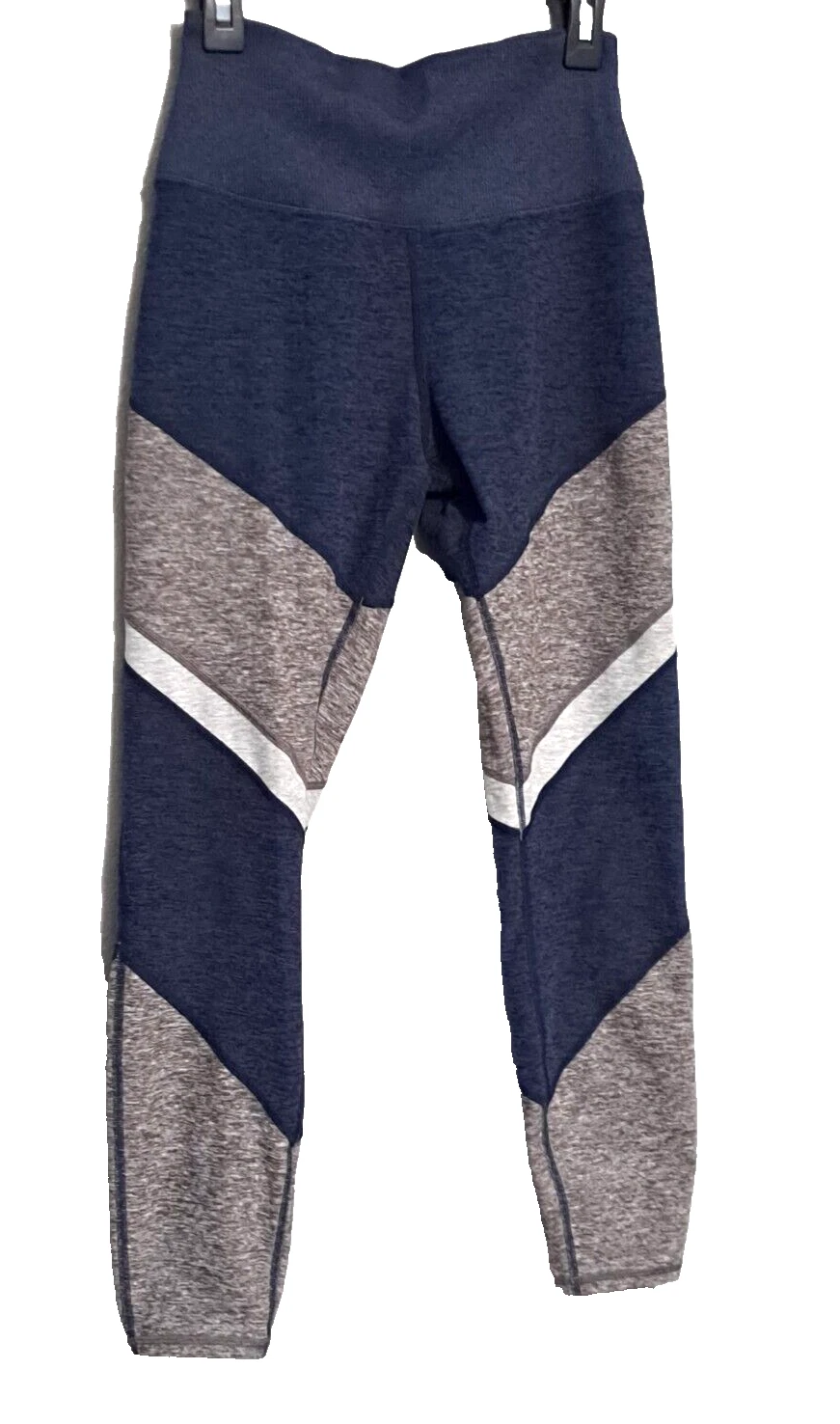 alo-yoga heathered gray colorblock athletic yoga athleisure leggings