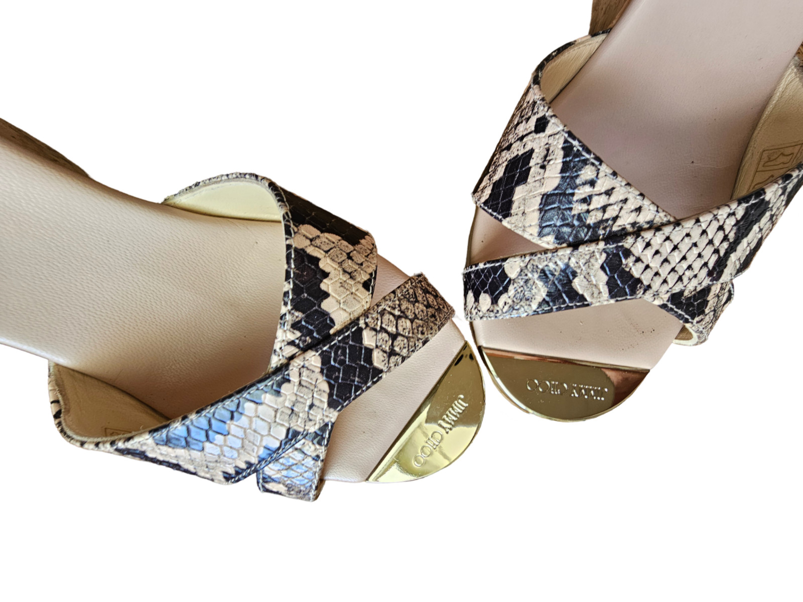 Jimmy Choo Python Cork Platform Wedge with Gold P… - image 2