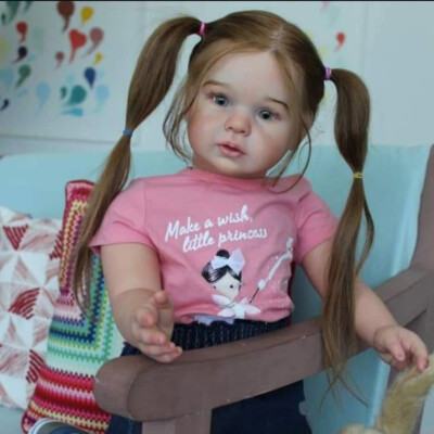 Alin 28'' Finished Reborn Baby Doll Toddler Girl Rooted Long Hair Cloth Body Gift