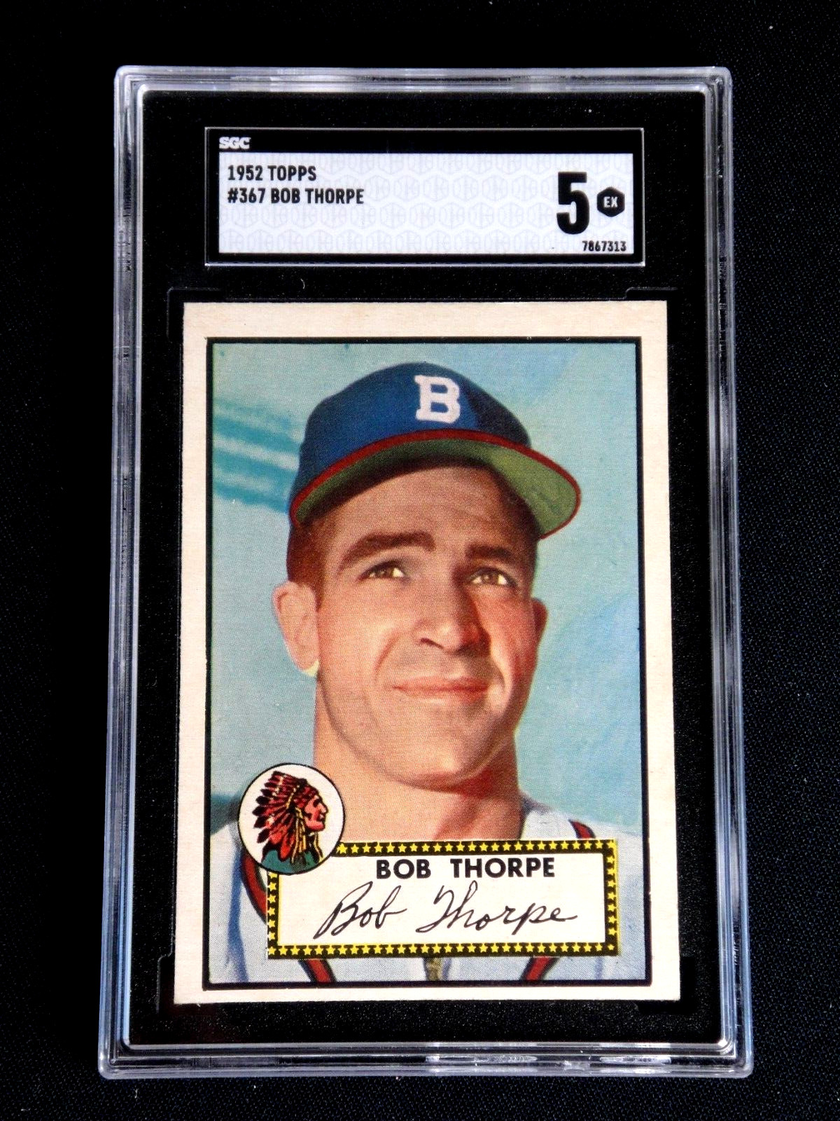 ORIGINAL BOB THORPE 1952 TOPPS BASEBALL CARD #367 SGC 5 EXCELLENT BRAVES HIGH #