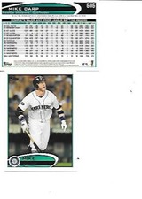 Mike Carp 2012 Topps Baseball Card #606 Seattle Mariners 2 card lot