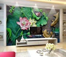 3D Green Dragonfly ZHUA29442 Wallpaper Wall Murals Removable Self-adhesive Ann