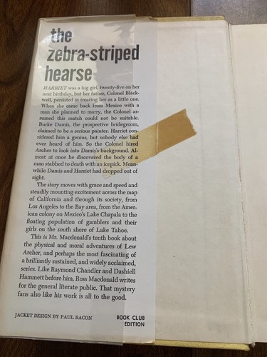 The Zebra-Striped Hearse by Ross MacDonald 1962 Hardcover DJ BCE Ex-Library - Picture 2 of 10