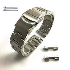 Metal Steel Brushed Curved End Replacement Watch Band Double Locking Oyster 7006