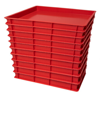 Set 10 x Pizzateigbox Teigbehälter Stapelbox Teigbox Pizzabox Rot 600x400x100mm