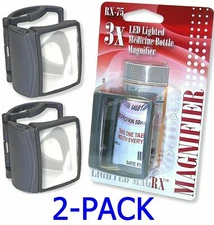 2 X NEW Carson LED Lighted MagRX 3X Medicine Prescription Bottle Magnifier RX-75