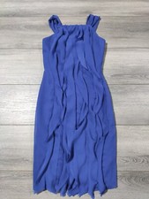 Vera Wang Dress Adult Size 0 Blue Sleeveless Ruffle Womens