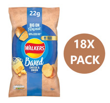 Walkers Oven Baked Cheese and Onion Crisps, 18 x 22g