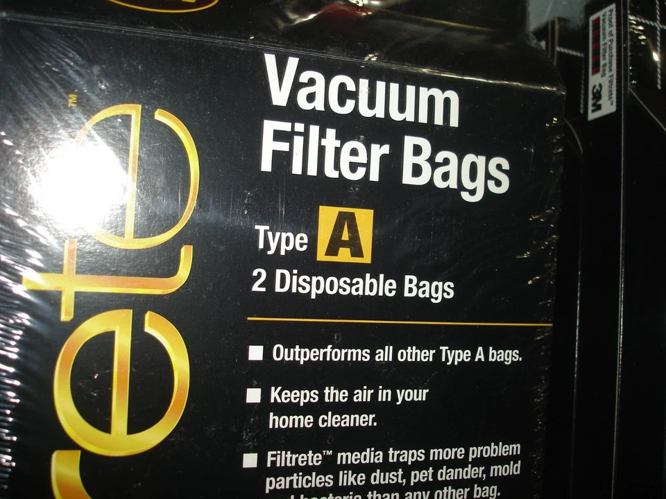 6 NUEVAS Bolsas de Filtro de Vacío 3M Filtrete 12 Total Tipo A Hoover Top Relleno Vertical Foto 2 de 4