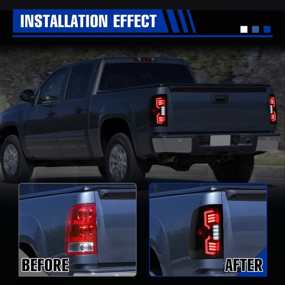 for 2007-2013 GMC Sierra 1500 2500HD 3500HD LED Tail Lights Lamps Replacement - Image 2 of 4