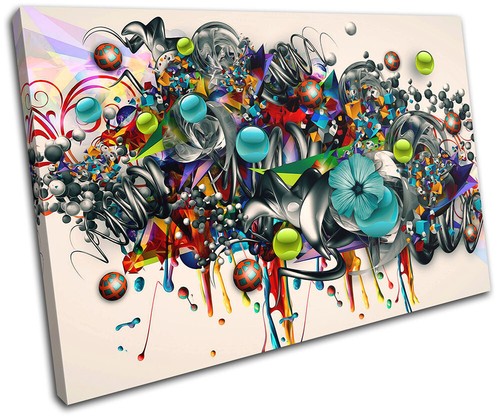Modern Colourful Collage Grafitti Abstract SINGLE CANVAS WALL ART Picture Print - 第 1/1 張圖片