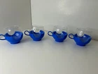 Set of Four (4) Vintage Pyrex Coffee/Tea/Cider Cups w/ Plastic Holder in Blue
