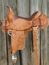 New Western premium carved Trail pleasure Horse leather Saddle 10" to 18.5".