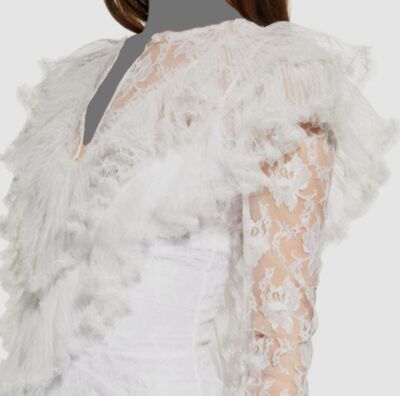 Philosophy Di Lorenzo Serafini - Women's Ruffled Lace Mini Dress - White/Black - Moda Operandi - Wedding Guest Dress