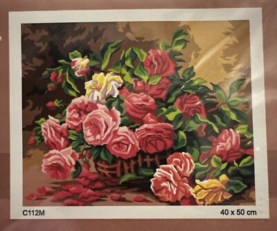 Printed needlepoint  tapestry Canvas Only Orchidea 40x50 Cm  Roses