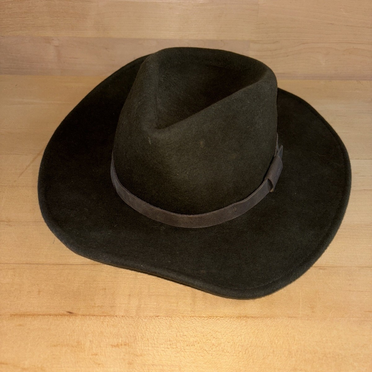 Barbour Crushable Bushman Wool felt Fedora Hat Cap M Olive Green