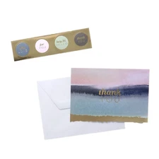 Ombre Striped Thank You Cards Set with Envelope Seals - 12 ct.