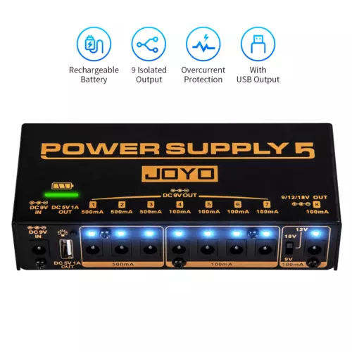 JOYO Rechargeable Battery Pedal Power Supply for Guitar Effect Pedals USB Output