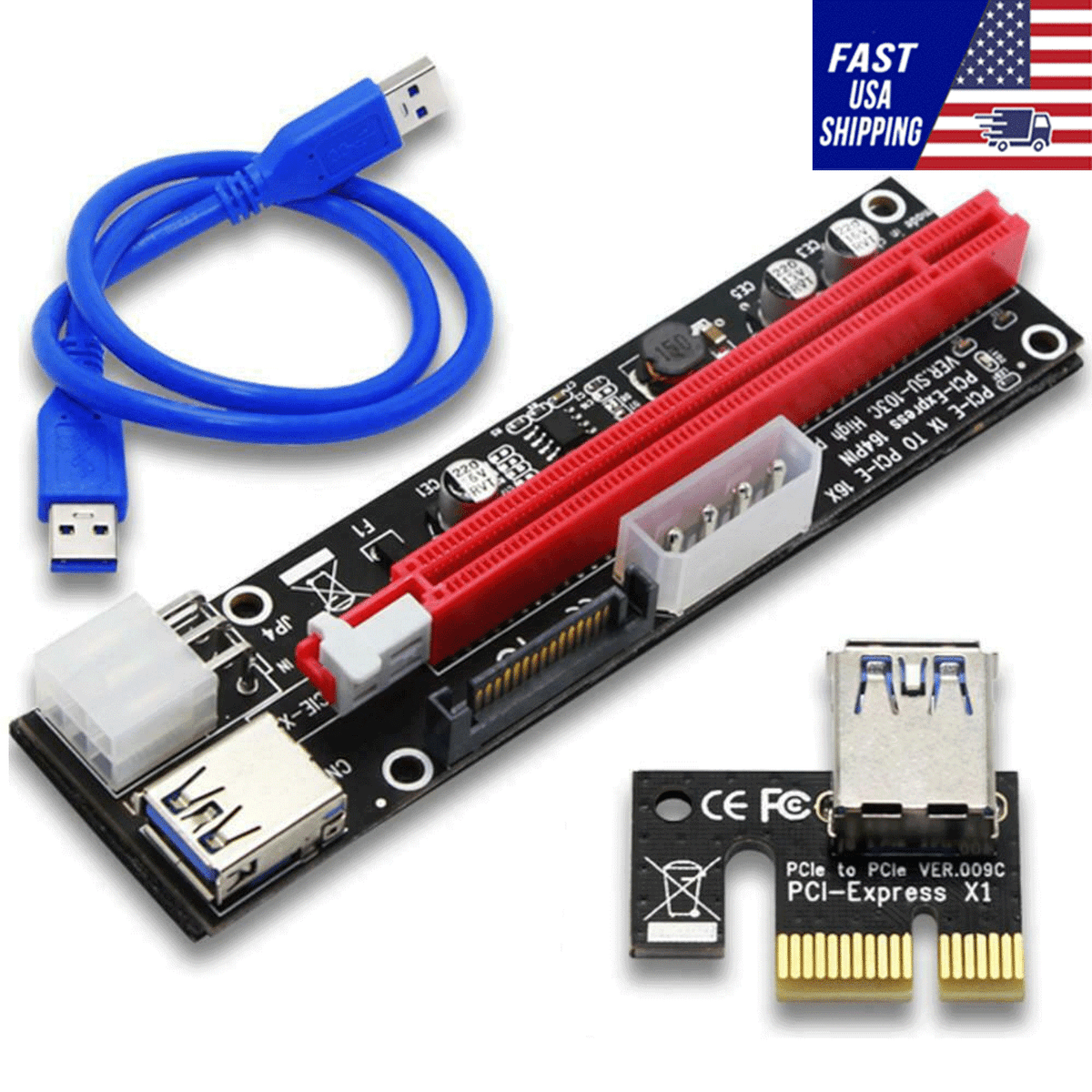 External Pcie MZHOU V011-PRO PCIE Riser 1X To 16X Riser Card U2013