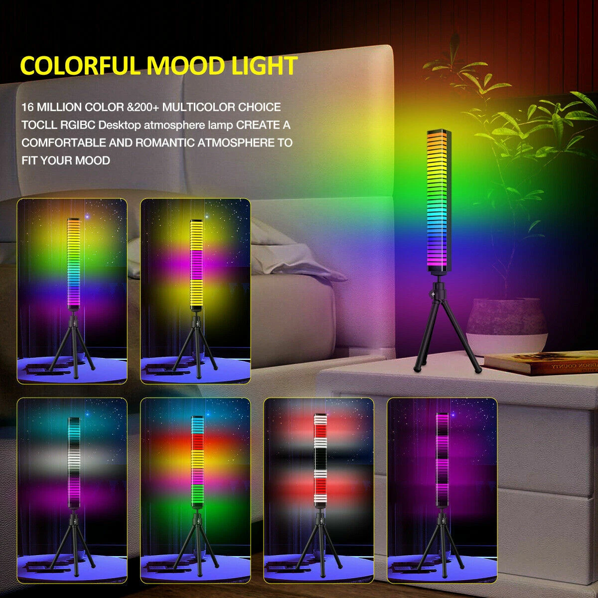 3D RGB Pickup Rhythm Atmosphere LED Lamp APP Control For Car Games Room Bedroom