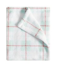 Parents Choice Plush Baby Blanket Plaid White Red Mint Green New