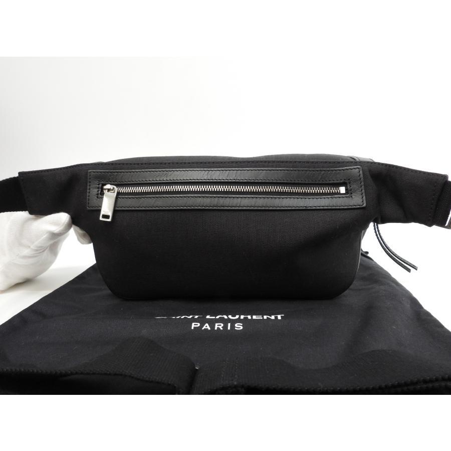 Borsa a tracolla Saint Laurent City cotone pelle nera con borsa portaoggetti