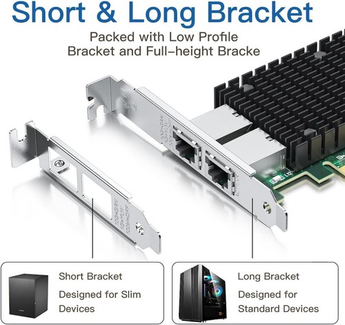 Scheda di rete 10Gb processore Intel X540-T2, Dual RJ45, PCIe X8, 10GBASE-T - Photo 3/4