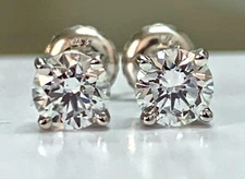 1.00 CT 100% Pure  Diamond Studs Earrings 14k Solid Gold E VVS1 White or Yellow