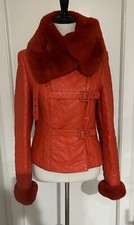 Nwt Escada Runway Napa Lambskin Leather Fur Crevette Coral Jacket Sz 38 $16500