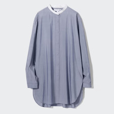 INES DE LA FRESSANGE x UNIQLO Blue Cotton Silk Long-Sleeve Tunic-L