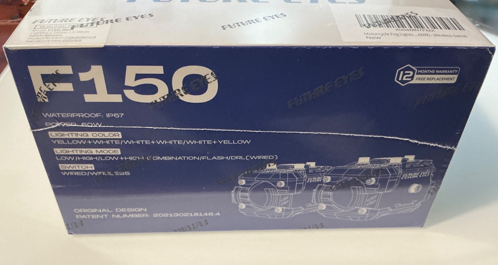 Future Eyes LED Motorcycle Fog Lights, 360 Adjustable - 60W F150 Wireless Switch