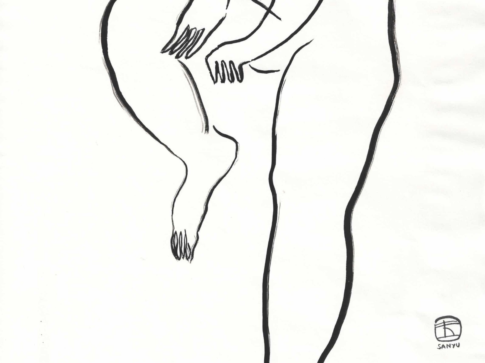 Sanyu Style Nude Female Chinese French ink drawing art deco Chang Yu 常玉 erotic