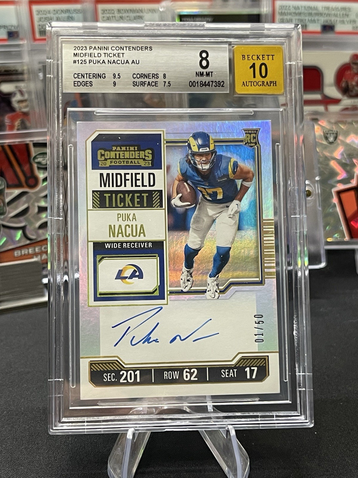 2023 Panini Contenders Puka Nacua Rookie Midfield Ticket Auto /50 Auto 10