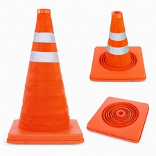 18" Pop Up Safety Traffic Cone High Visibility Durable Portable Road Warning