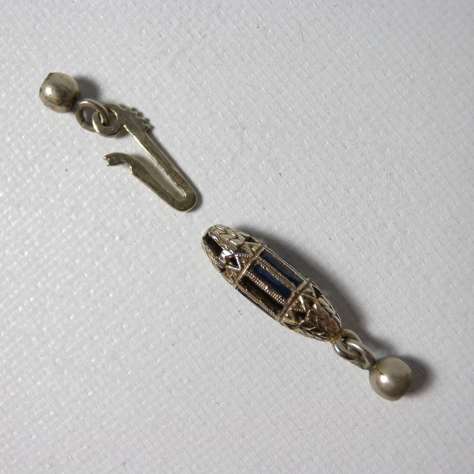 BIGIOTTERIA D'EPOCA DECò CHIUSURA FERMAGLIO X GIOIELLI COLLANE ARGENTO E ZAFFIRI - Immagine 3 di 4
