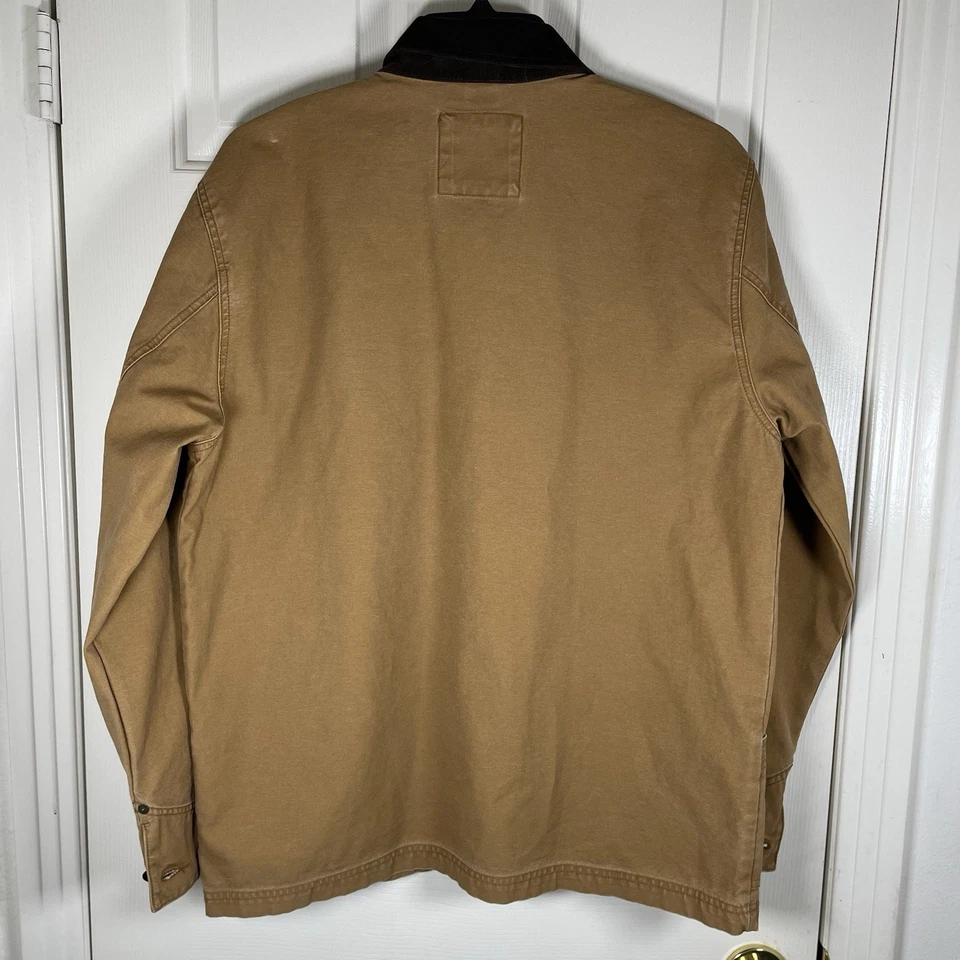 RVCA Chainmail Button Corduroy Collar Chore Jacket Duck Camel Tan Mens Large - Image 4 of 4